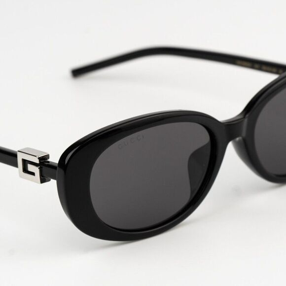 NEW Gucci GG1684SA 001 Black Grey Unisex Oval Sunglasses GG 1684SA - Picture 10 of 12